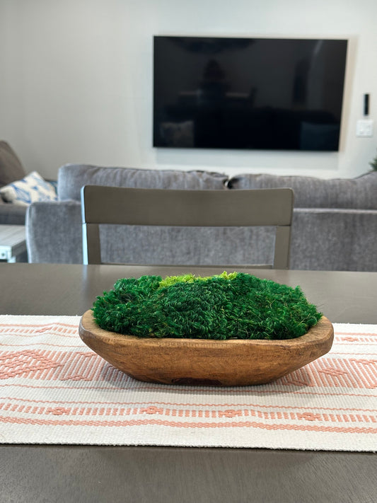 Preserved Moss Dough Bowl Table Centerpiece