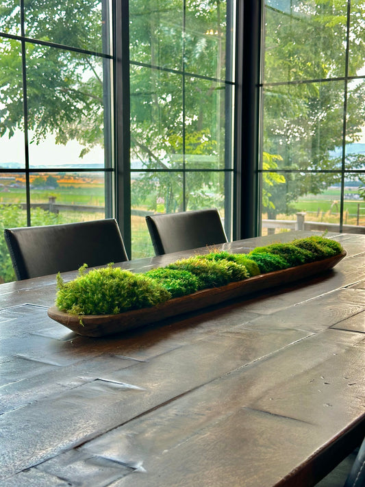 Persevered Moss Centerpiece, 38" Dough Bowl, Housewarming Gift, Home Office Decor, Table Decor, Wooden Bowl