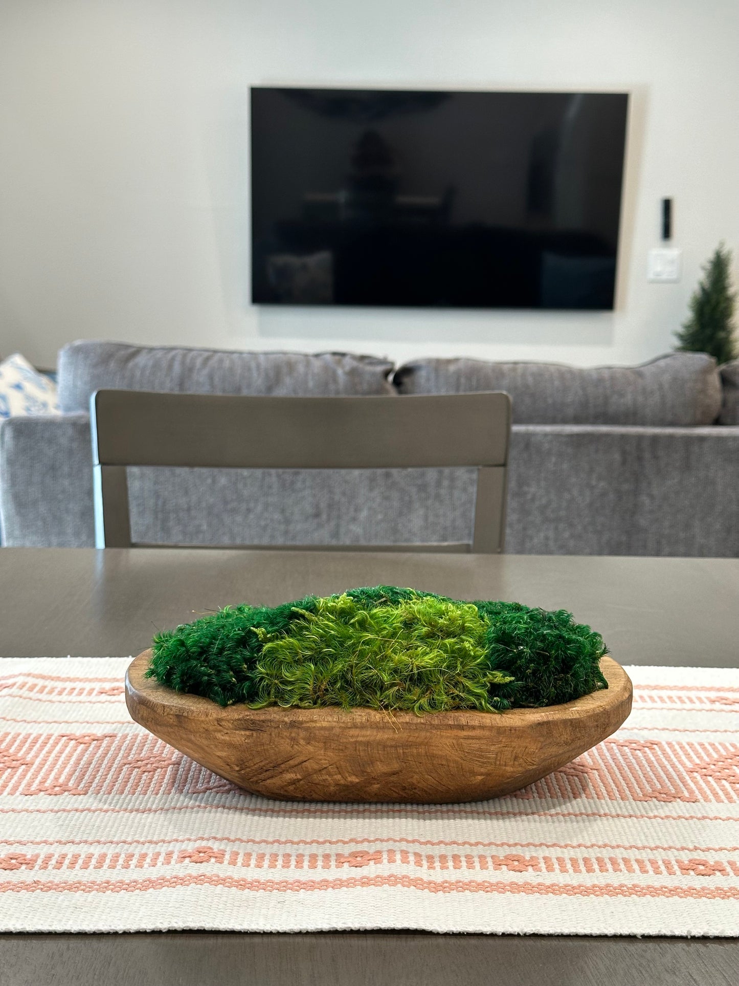 Preserved Moss Dough Bowl Table Centerpiece